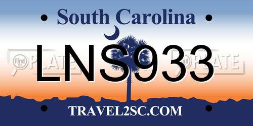 LNS933 South Carolina License Plate