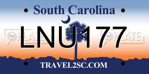 LNU177 South Carolina License Plate