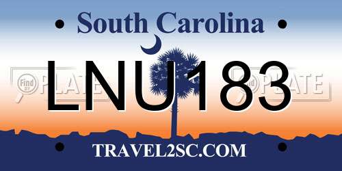 LNU183 South Carolina License Plate