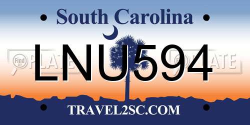 LNU594 South Carolina License Plate