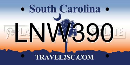 LNW390 South Carolina License Plate