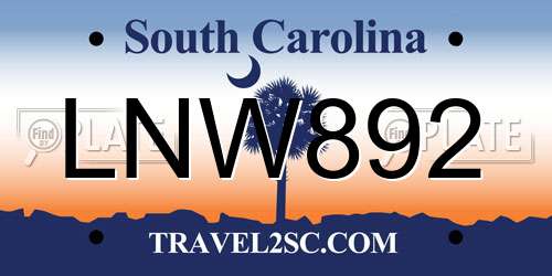 LNW892 South Carolina License Plate