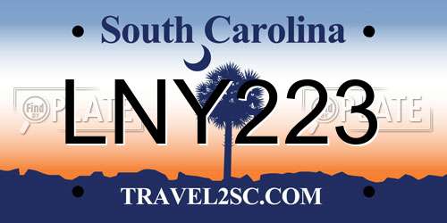LNY223 South Carolina License Plate
