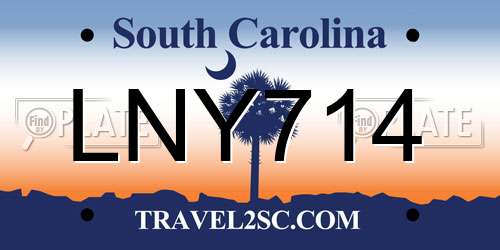 LNY714 South Carolina License Plate