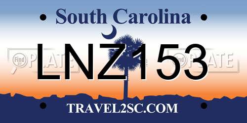 LNZ153 South Carolina License Plate