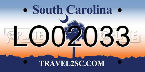 LO02033 South Carolina License Plate