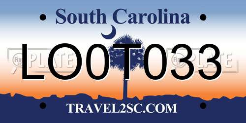 LO0T033 South Carolina License Plate