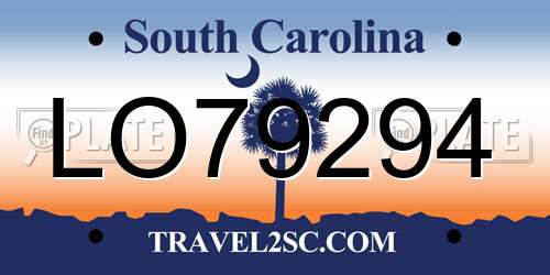 LO79294 South Carolina License Plate