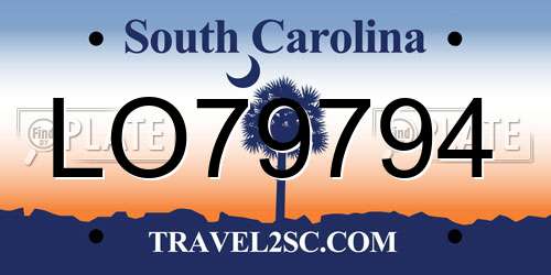 LO79794 South Carolina License Plate