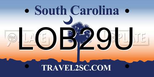 LOB29U South Carolina License Plate