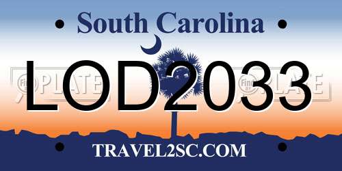 LOD2033 South Carolina License Plate