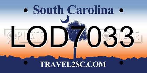 LOD7033 South Carolina License Plate