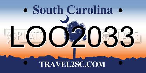 LOO2033 South Carolina License Plate