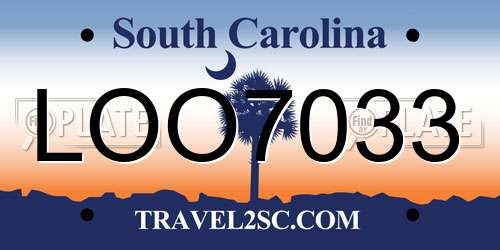 LOO7033 South Carolina License Plate