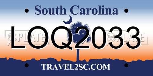 LOQ2033 South Carolina License Plate