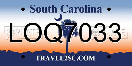 LOQ7033 South Carolina License Plate