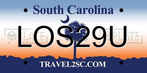 LOS29U South Carolina License Plate