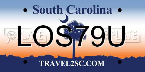 LOS79U South Carolina License Plate
