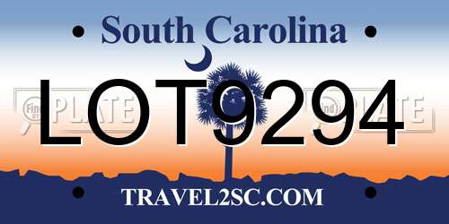 LOT9294 South Carolina License Plate