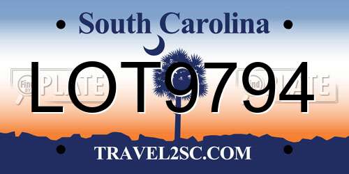 LOT9794 South Carolina License Plate