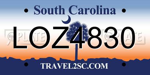 LOZ4830 South Carolina License Plate