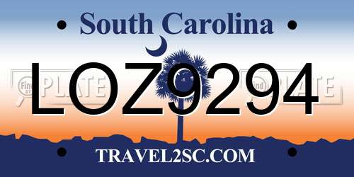 LOZ9294 South Carolina License Plate