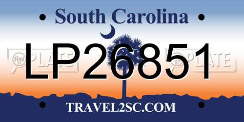 LP26851 South Carolina License Plate