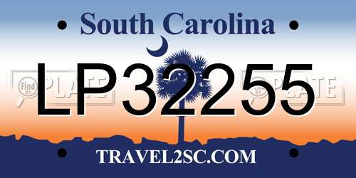 LP32255 South Carolina License Plate