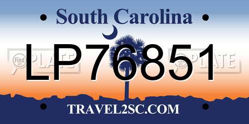 LP76851 South Carolina License Plate