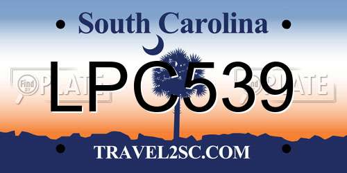 LPC539 South Carolina License Plate