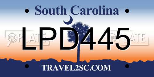 LPD445 South Carolina License Plate