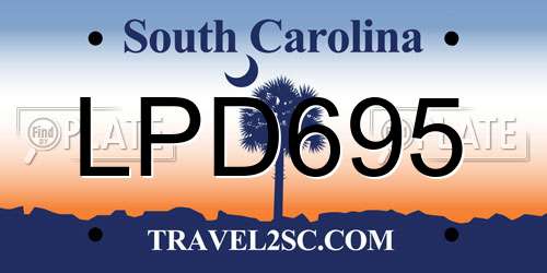 LPD695 South Carolina License Plate