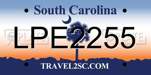 LPE2255 South Carolina License Plate