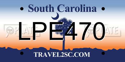 LPE470 South Carolina License Plate
