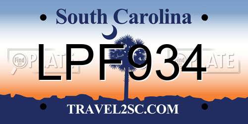 LPF934 South Carolina License Plate
