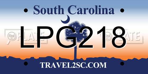 LPG218 South Carolina License Plate