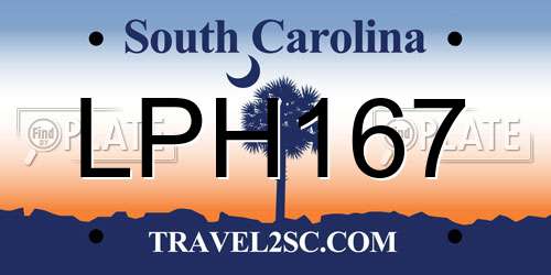 LPH167 South Carolina License Plate