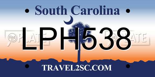 LPH538 South Carolina License Plate