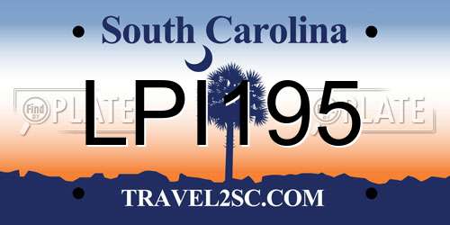 LPI195 South Carolina License Plate