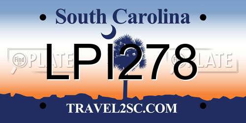LPI278 South Carolina License Plate
