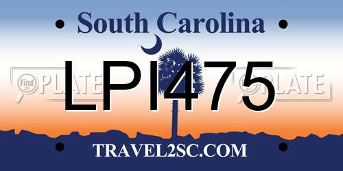 LPI475 South Carolina License Plate