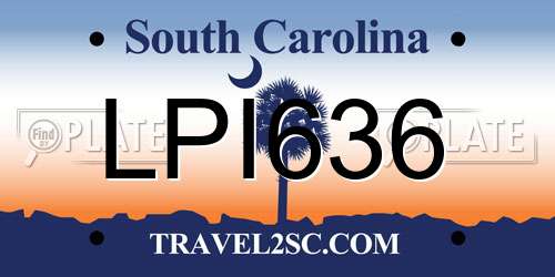 LPI636 South Carolina License Plate