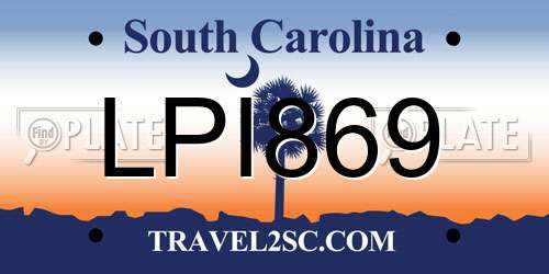 LPI869 South Carolina License Plate