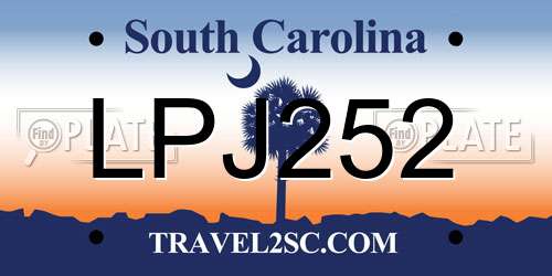 LPJ252 South Carolina License Plate