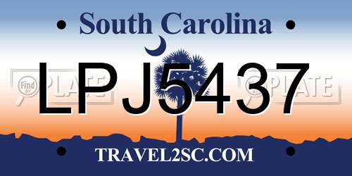 LPJ5437 South Carolina License Plate