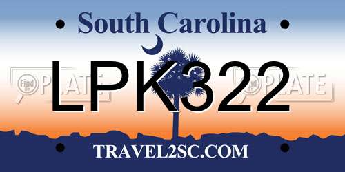 LPK322 South Carolina License Plate