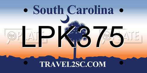 LPK375 South Carolina License Plate