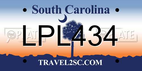 LPL434 South Carolina License Plate