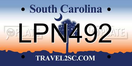 LPN492 South Carolina License Plate