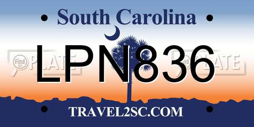 LPN836 South Carolina License Plate
